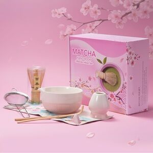 Matcha Tea Set - Pink Ceramic Bowl & Whisk Kit